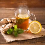 hot ginger lemon tea in glass