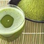 matcha green tea breakfast drink in glass