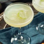 green tea cocktail in coupe glass
